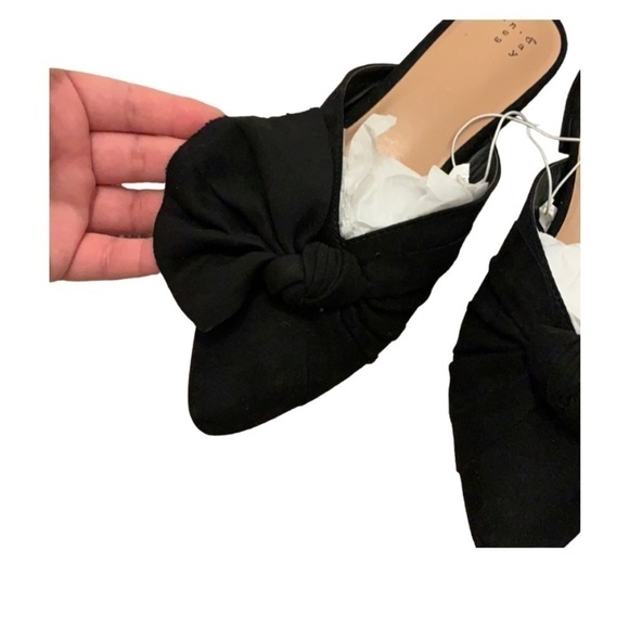 A new day Black Suede Pointed Toe Top Knot Slip On Career Office Flats size 8 - Picture 5 of 5